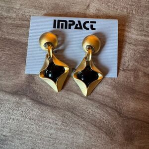 Impact Gold Tone Fashion Dangle Drop Earrings Heavy Made in USA